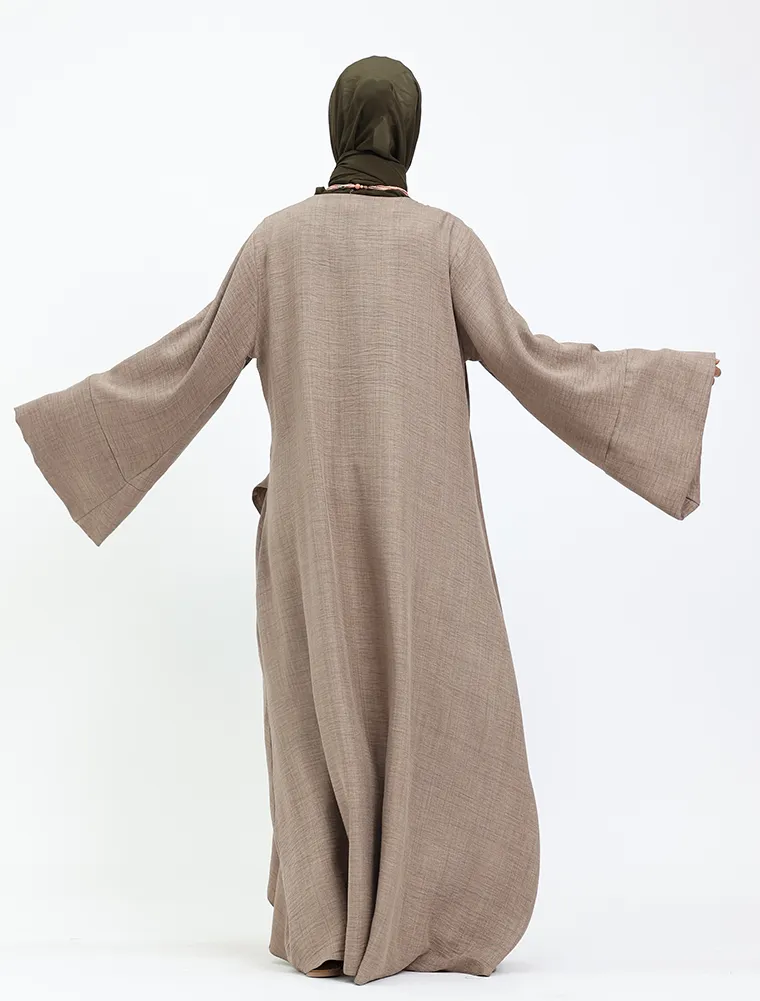 Mocha Linen Feel Wrap Co Ord Set